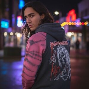 Iron Maiden Killers Tie Dye Sleeve Hoodie XL – Band Graphic Sweatshirt